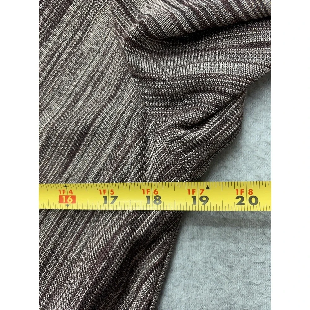 Misook Dress Womens Large Brown Striped Knit Pleated V Neck Long Sleeve Maxi - Picture 9 of 12